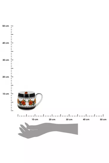 Duo Sp. z o.o. Porcelanowy kubek baryka kwiaty Etno 430 ml