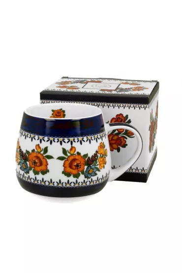 Duo Sp. z o.o. Porcelanowy kubek baryka kwiaty Etno 430 ml