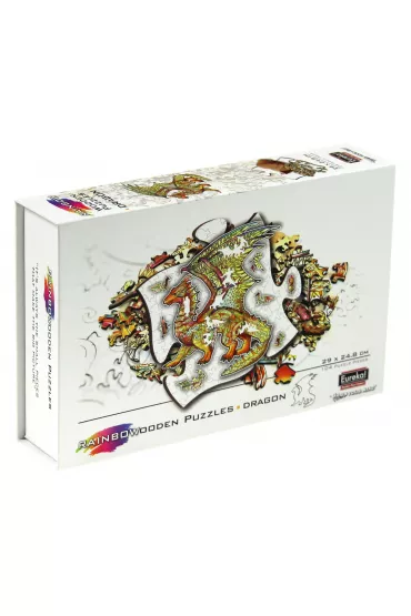 Puzzle drewniane kolorowe - Smok Eureka 3D