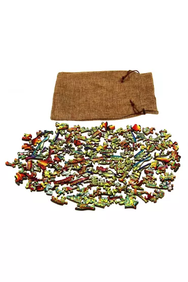 Puzzle drewniane kolorowe - Smok Eureka 3D