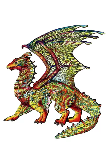 Puzzle drewniane kolorowe - Smok Eureka 3D