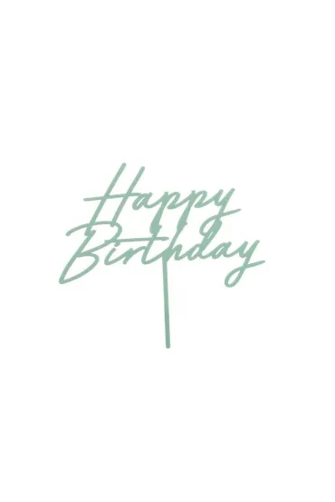 PartyDeco Topper na tort Happy Birthday zielony 16,5cm