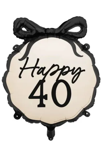 PartyDeco Balon foliowy pastylka Happy 40 47.5x45cm
