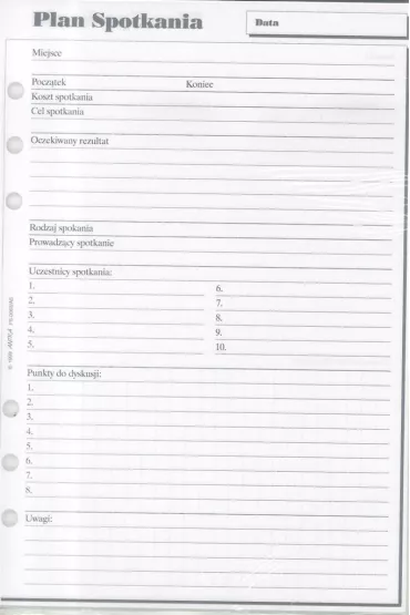 Antra Wk�ad do organizera A5 Plan spotka�