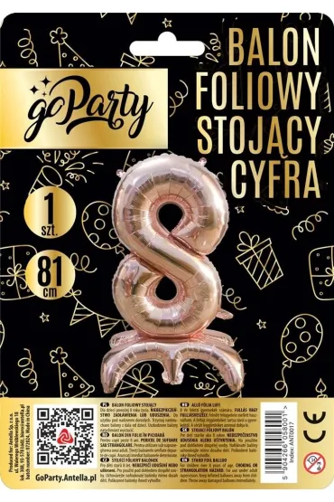 GoParty Balon foliowy stoj�cy 8 rose gold 81cm