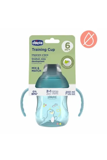 Chicco Kubek z twardym ustnikiem 200ml turkusowy 6m+ 200 ml