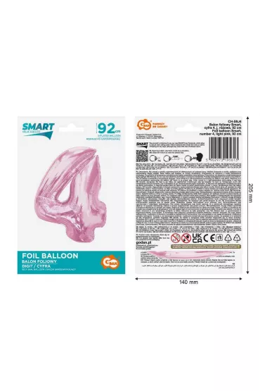 Godan Balon foliowy cyfra 4 jasnor�owa Smart 92cm