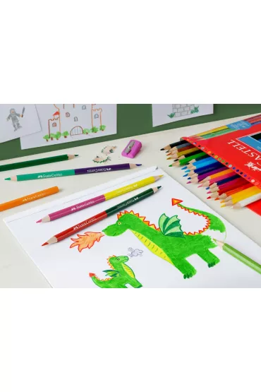 Faber-Castell Kredki o��wkowe + 3 kredki dwustronne + temper�wka 27 szt.