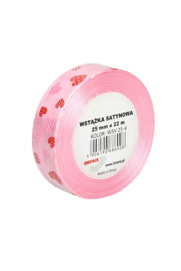 Brewis Wst��ka satynowa w serca r�owa 25mm x 22m
