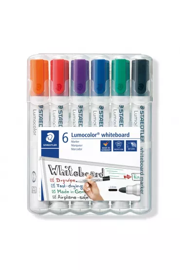 Staedtler Marker do bia�ych tablic whiteboard Lumocolor, okr�g�y, 6 kolor�w w etui 6 szt.