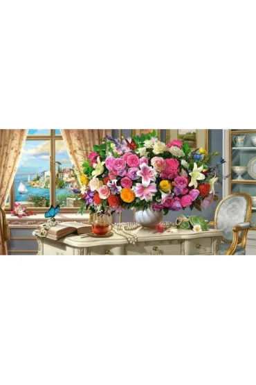 Puzzle 4000 el. Summer Flowers and Cup of Tea Castorland