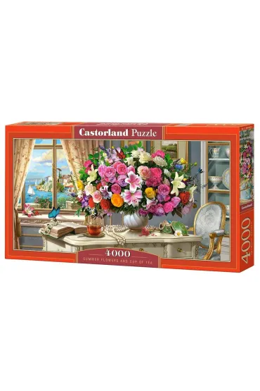 Puzzle 4000 el. Summer Flowers and Cup of Tea Castorland