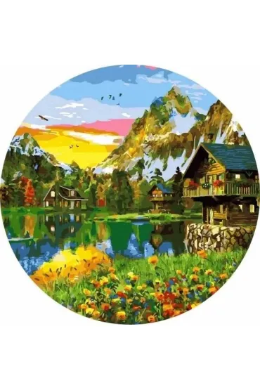 Twoje Hobby Malowanie po numerach okr�g�e - Wie� nad jeziorem 40cm