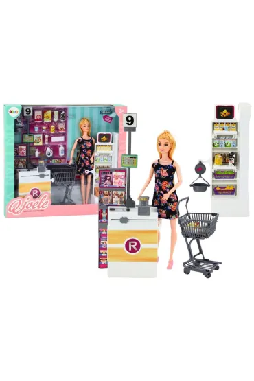 Zestaw Lalka w supermarkecie + akcesoria LeanToys