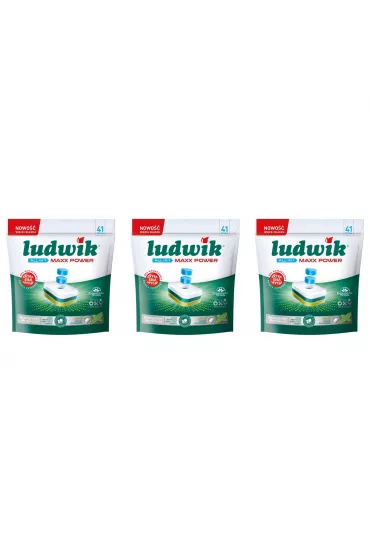 Ludwik Tabletki do zmywarek All in 1 Maxx Power Mint Zestaw 3 x 41 szt.