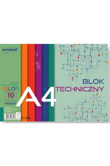Polsirhurt Blok techniczny kolorowy A4 Premium 250g 10 arkuszy 10 szt w opakowaniu