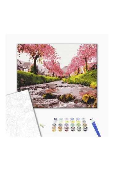 Brushme Malowanie po numerach - Rzeka przy sakurze 40x50cm