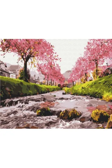 Brushme Malowanie po numerach - Rzeka przy sakurze 40x50cm