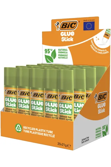 Display Klej BIC Glue Stick 95% ECOlustions 21g 20szt.