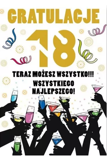 Stamp Karnet Party naklejany B6 + koperta Urodziny 18