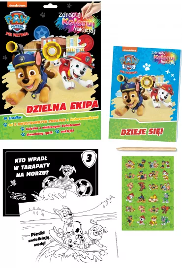 Psi Patrol. Zdrapuj, koloruj, naklejaj. Dzielna ekipa