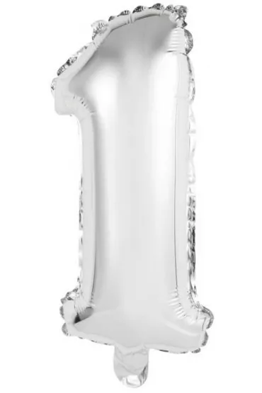 Amscan Balon foliowy mini cyfra 1 srebrna 19,5x40cm