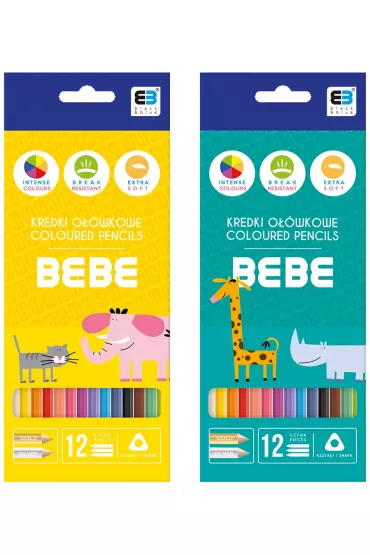 Interdruk Kredki o��wkowe tr�jk�tne B&B Kids 12 kolor�w