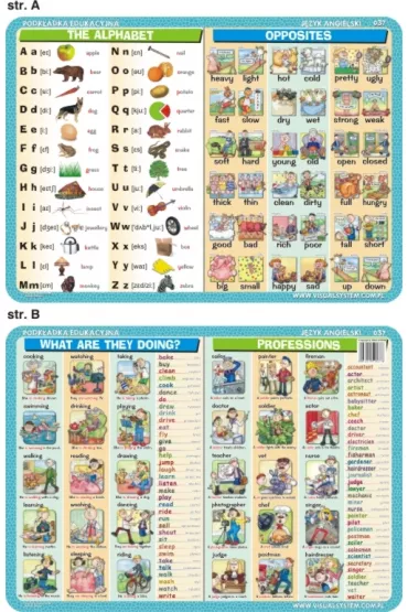 Visual System Podk�adka edukacyjna. The alphabet, opposites