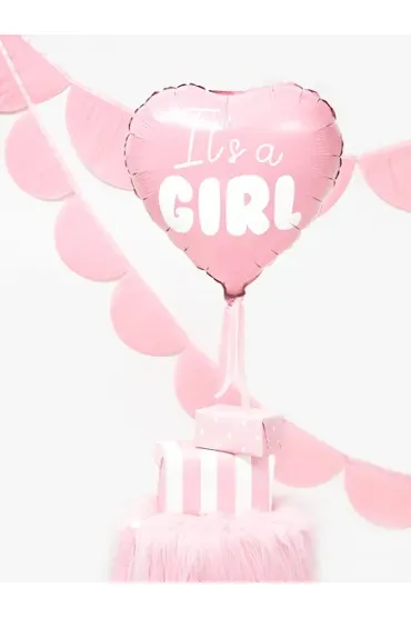 PartyDeco Balon foliowy Serce It's a girl jasny r� 45cm