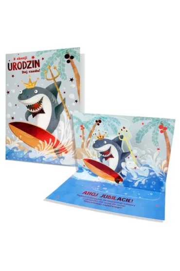 Pan Dragon Karnet B6 HM-200 Urodziny dzieci�ce, rekin, przestrzenny HM-200-2677