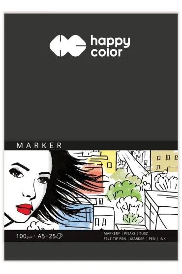 Happy Color Blok do marker�w ART, bia�y, A5, 100g, 25 arkuszy 100 g 25 kartek
