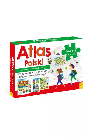 Atlas Polski z plakatem, map� i puzzlami