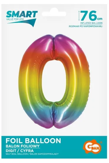 Godan Balon foliowy cyfra 0 t�czowa Smart 76cm