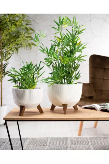 HowHomely Zestaw doniczek Rosa linea Wood