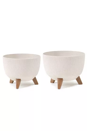 HowHomely Zestaw doniczek Rosa linea Wood