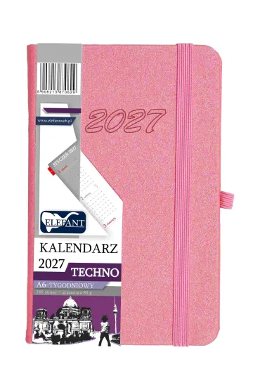 Kalendarz Techno 2027 A6 tygodniowy r�owy