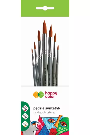 Happy Color Zestaw p�dzli hobby syntetyk okr�g�e 7 szt.