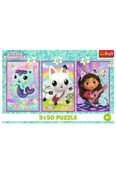 Puzzle 3x50 el. Poznajcie Gabby i kotki Trefl