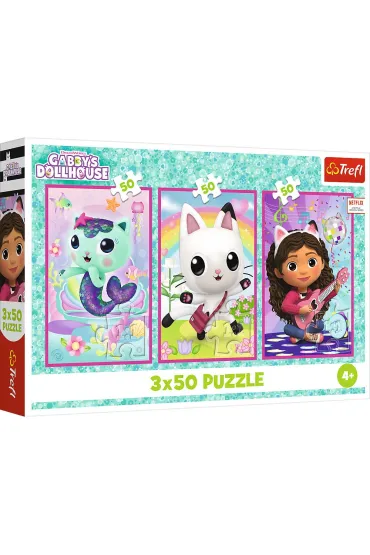 Puzzle 3x50 el. Poznajcie Gabby i kotki Trefl