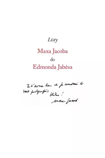 Listy Maxa Jacoba do Edmonda Jabesa - Max Jacob