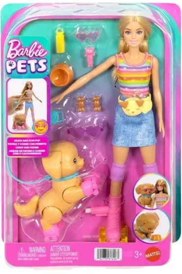 Barbie na rolkami i pieskiem Mattel