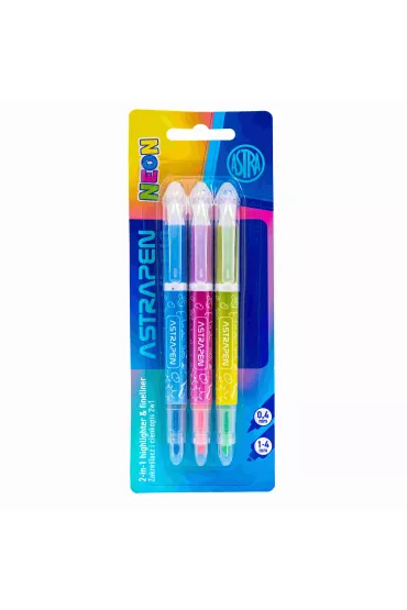 Zakre�lacz i cienkopis 2w1 neon 3 szt ASTRA