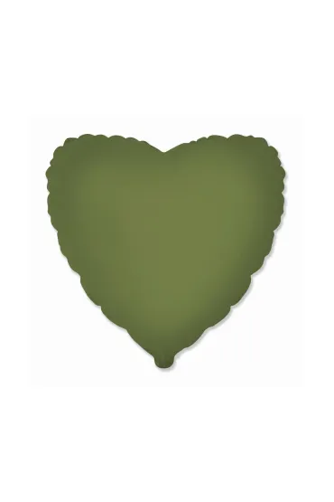 Balon foliowy Serce matowe Olive Green 45cm