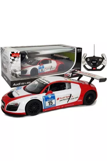 Auto R/C Audi R8 LMS Rastar 1:14 bia�o-czerwone LeanToys