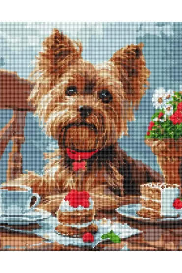Ideyka Diamentowa mozaika - Podwieczorek z yorkiem 40x50cm