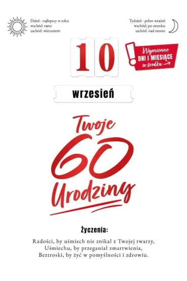 Armin Style Karnet Urodziny 60 wymienne cyfry
