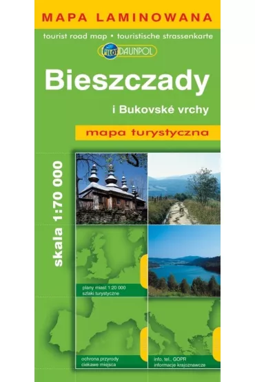 Bieszczady i bukovske vrchy Mapa turystyczna 1:70 000 laminowana