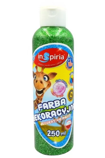 InSpiria Farba dekoracyjna brokatowa zielona 250 ml