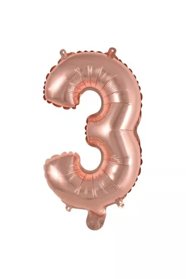 Amscan Balon foliowy mini cyfra 3 r�owe z�oto 25x40cm