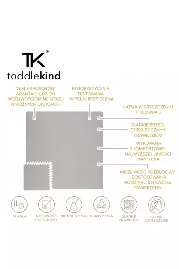 Toddlekind Mata do zabawy piankowa podogowa Classic Playmat Stone